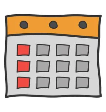 Calendar icon in doodle vector Stock Illustration