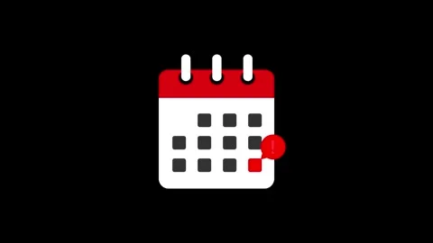 Calendar icon with exclamation mark animation isolated on black background Stockbeeldmateriaal 342935666