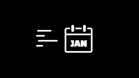 Calendar icon with fast motion lines, January month displayed, motion graph.. Stock Footage 346497425