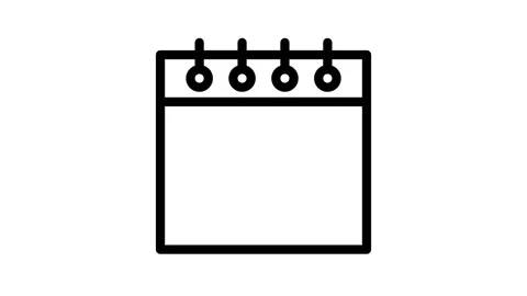 Calendar icon featuring black squares arranged in a grid pattern, symbolizi.. Stock Footage 334998237