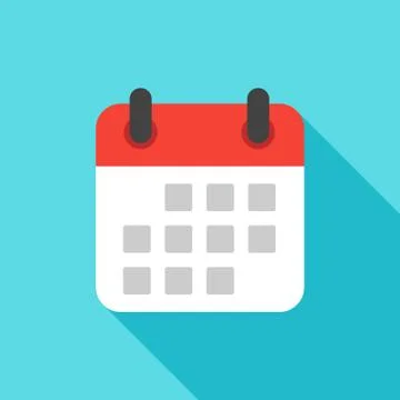 Calendar icon flat design isolated with long shadow Ilustração Stock