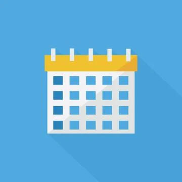 Calendar icon , Flat design style, vector illustration. long shadow icon. Stock Illustration