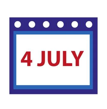 Calendar icon, flat style. 4th july concept. Isolated on white background. .. Stock Illustration