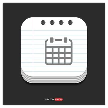 Calendar Icon Gray icon on Notepad Style template Vector EPS 10 Free Icon Illustrazione stock