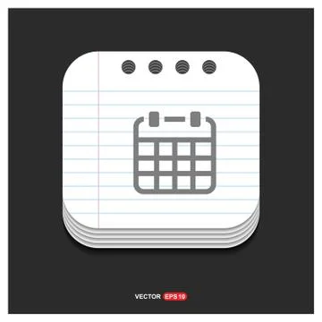 Calendar Icon Gray icon on Notepad Style template Vector EPS 10 Free Icon イラスト素材