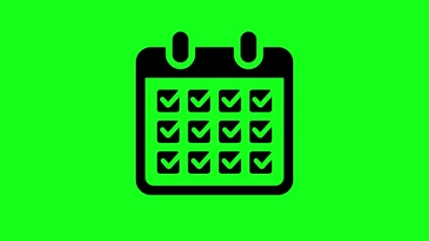 Calendar icon Green Screen Animation with Check Marks on date box, monthly .. Stock Footage 309524082