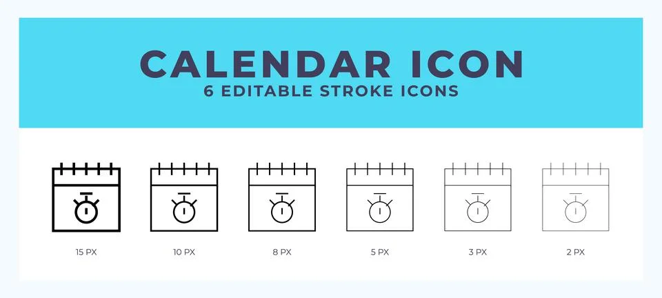 Calendar icon illustration vector with editable stroke. Stock Illustration