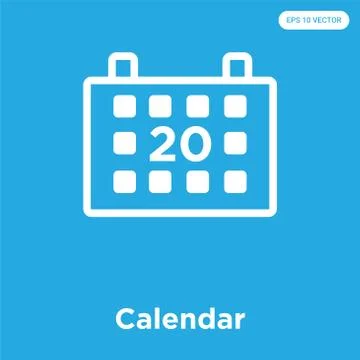Calendar icon isolated on blue background Free Stock Illustration