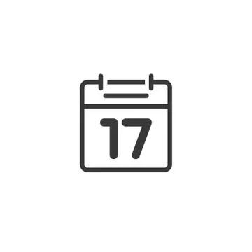 Calendar icon line vector isolated, outline black and white flat Stock Illustration