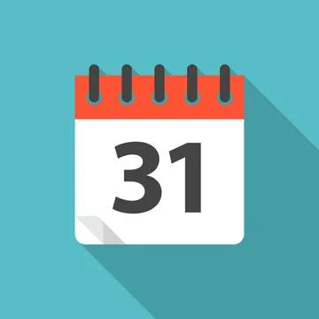 Calendar icon with long shadow. Flat design style. Stock Illustration