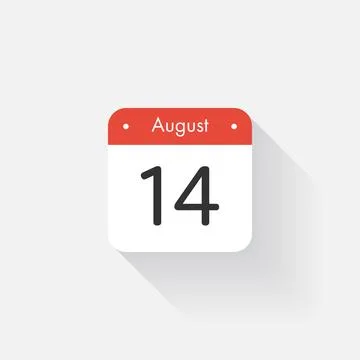 Calendar Icon with long shadow. Flat style. Date,day and month. Reminder. Vector Stock Illustration