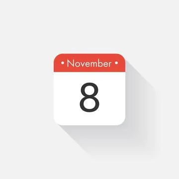 Calendar Icon with long shadow. Flat style. Date,day and month. Reminder. Vector Stock Illustration