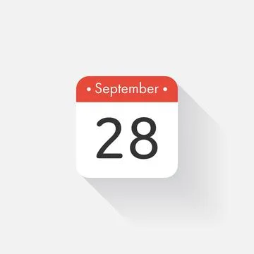Calendar Icon with long shadow. Flat style. Date,day and month. Reminder. Vector Stock Illustration