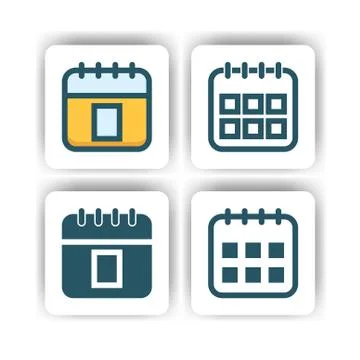 Calendar icon for mobile, web, and presentation with flat color vector illust Stock Illustration