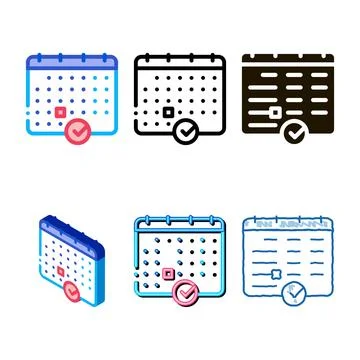 Calendar icon multistyle vector outline Stock Illustration