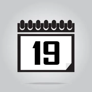 Calendar icon number 19 vector illustration Stock Illustration