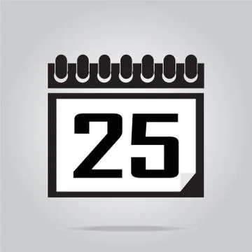 Calendar icon number 25 vector illustration 스톡 일러스트