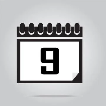 Calendar icon number 9 vector illustration Stock Illustration