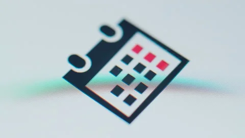 Calendar icon on the phone screen. Macro shoot. Pixel Stock Footage 146163028