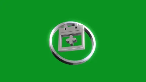Calendar icon with plus sign rotates and glows on green screen background. Stock Footage 346499292
