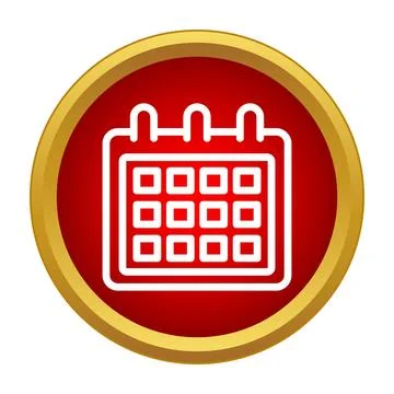Calendar icon scheduling deadline dates in red button Stock Illustration