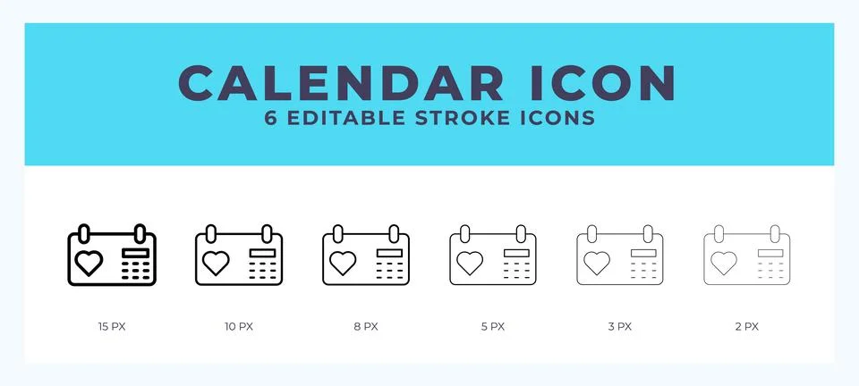 Calendar icon set with different stroke. Vector illustration with editable .. 스톡 일러스트