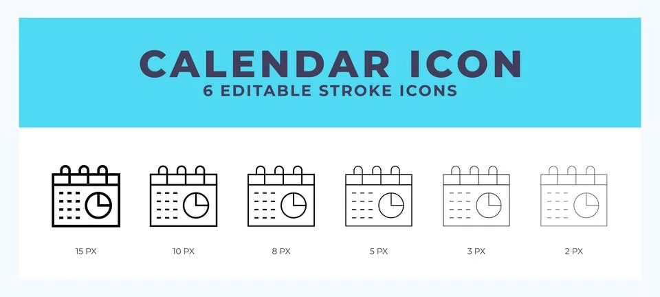 Calendar icon set with different stroke. Design elements for logo. Vector i.. Stock Illustration