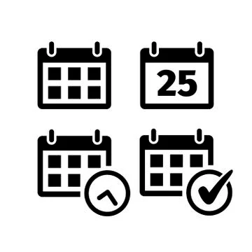 Calendar icon set in flat style on white. Stock Illustration