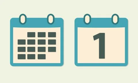 Calendar icon set in flat style. Colorful vector illustration. Stock Illustration