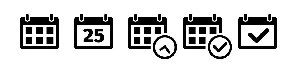Calendar icon set in flat style on white Stock Illustration