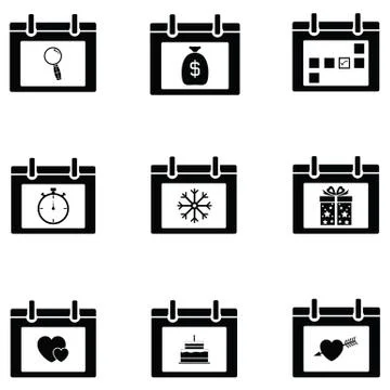 Calendar icon set Illustrazione stock