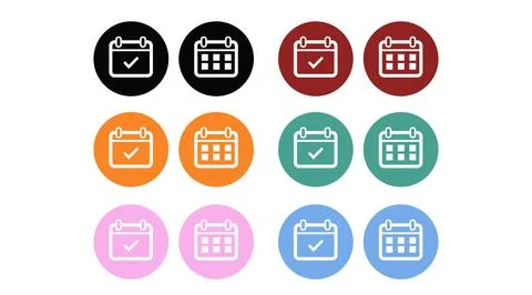 Calendar Icon Set. Illustrazione stock
