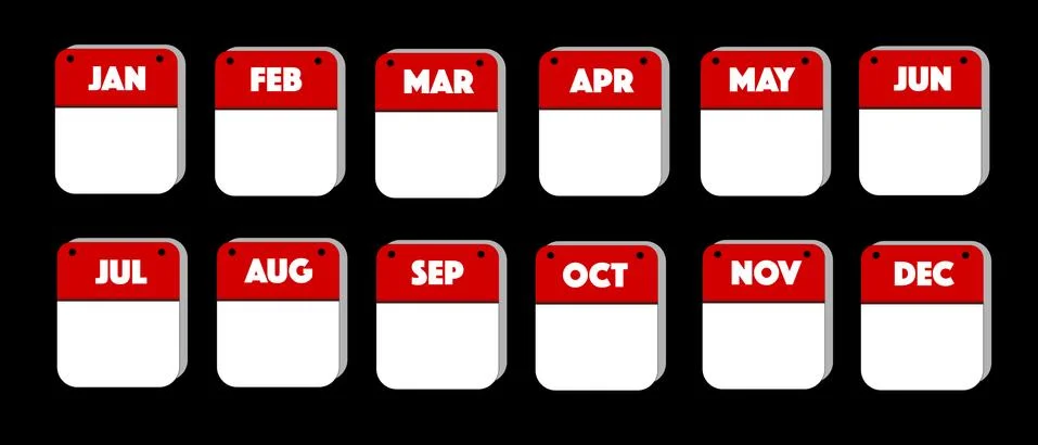 Calendar Icon Set Red and White Stock Illustration