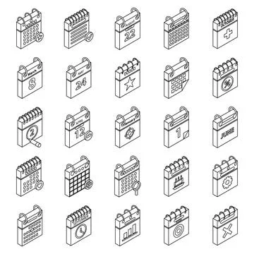 Calendar icon set vector outine Stockillustratie