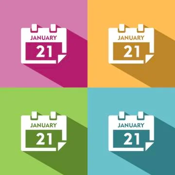 Calendar icon with shade on colored background Stock Illustration