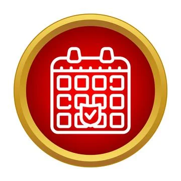 Calendar icon with shield and check mark symbol Stock Illustration