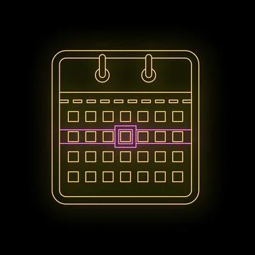 Calendar icon showing date selection with neon glow Illustration