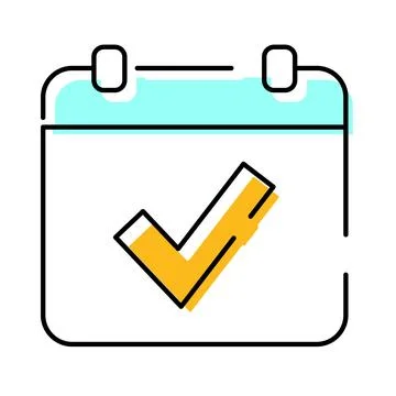 Calendar icon showing marked scheduled appointment completion Stock Illustration
