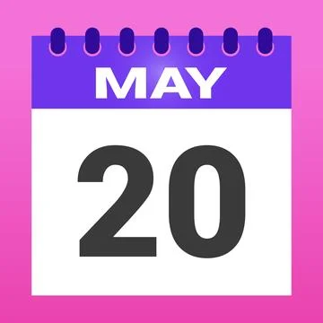 Calendar icon shows the date may twentieth, and it is presented against Stock Illustration