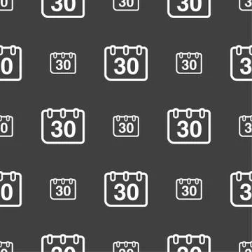 Calendar icon sign. Seamless pattern on a gray background. Vector 스톡 일러스트