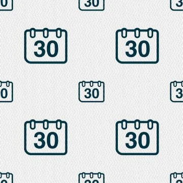 Calendar icon sign. Seamless pattern with geometric texture. Illustrazione stock
