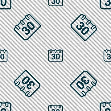 Calendar icon sign. Seamless pattern with geometric texture. Illustrazione stock