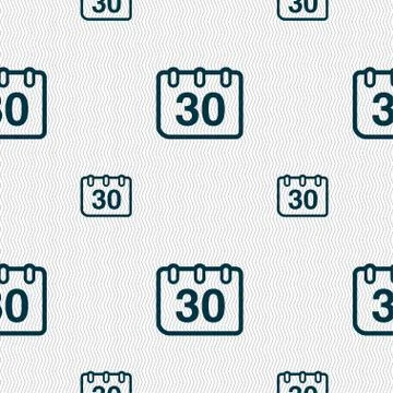 Calendar icon sign. Seamless pattern with geometric texture. 스톡 일러스트
