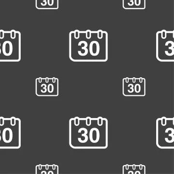 Calendar icon sign. Seamless pattern on a gray background. 스톡 일러스트