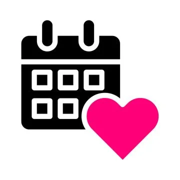 Calendar icon solid black pink style valentine vector illustration perfect. Illustrazione stock