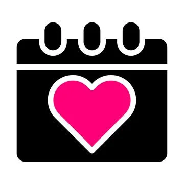 Calendar icon solid black pink style valentine vector illustration perfect. Illustrazione stock