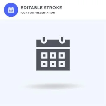 Calendar icon vector, filled flat sign, solid pictogram isolated on white, lo Illustrazione stock