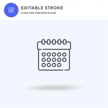 Calendar icon vector, filled flat sign, solid pictogram isolated on white, lo Illustrazione stock