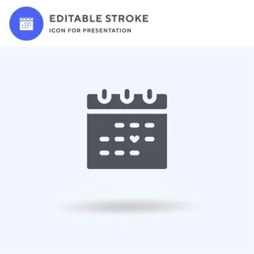 Calendar icon vector, filled flat sign, solid pictogram isolated on white, logo Illustrazione stock