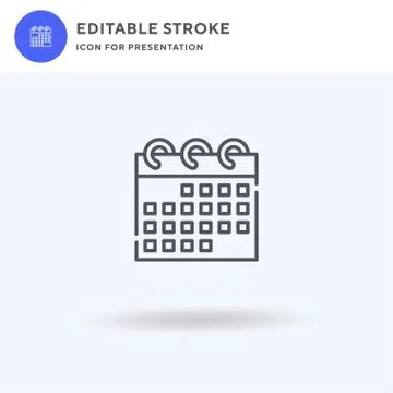 Calendar icon vector, filled flat sign, solid pictogram isolated on white, logo Illustrazione stock